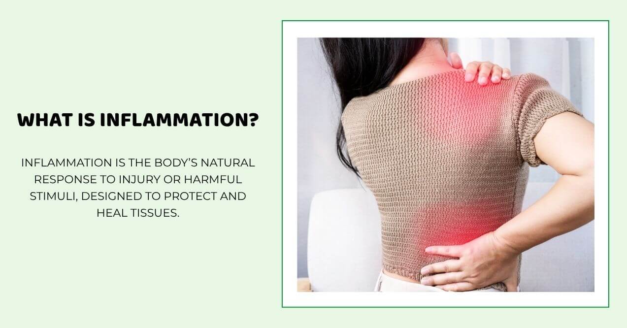 Woman holding shoulder with red pain highlight indicating inflammation