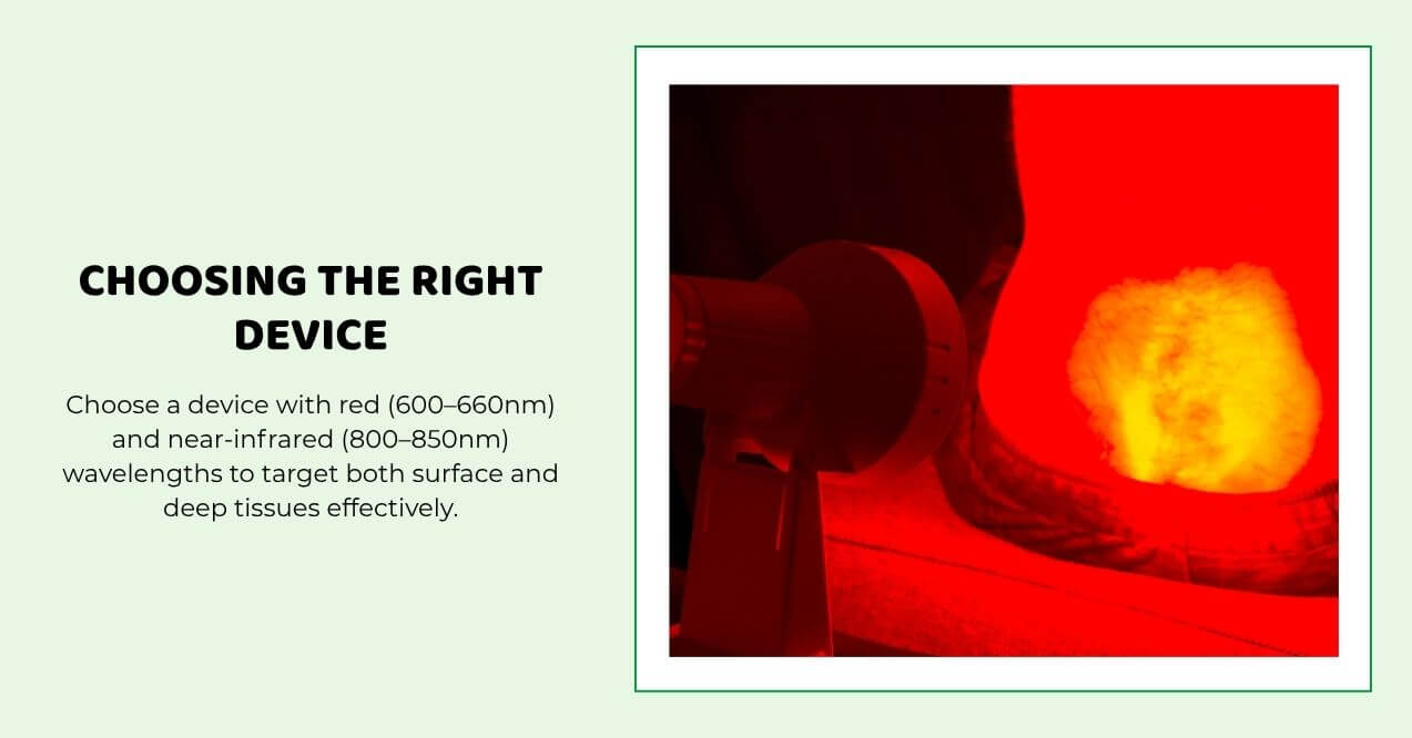 Red light device targeting skin with bright red glow