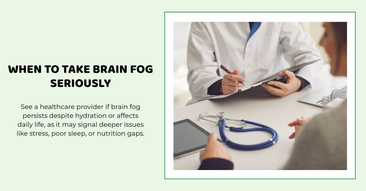 Doctor talking to patient about persistent brain fog and possible causes