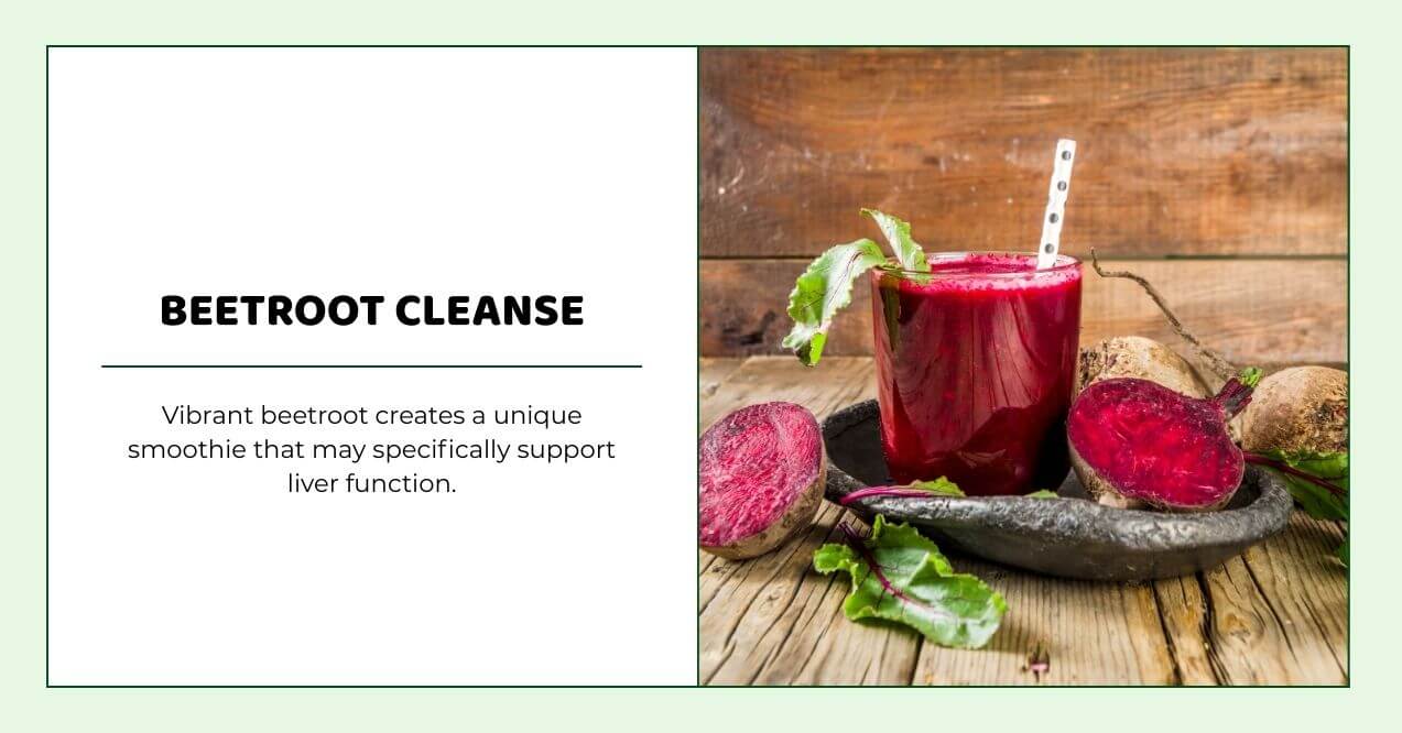 Beetroot cleanse smoothie with fresh beets on rustic wooden table