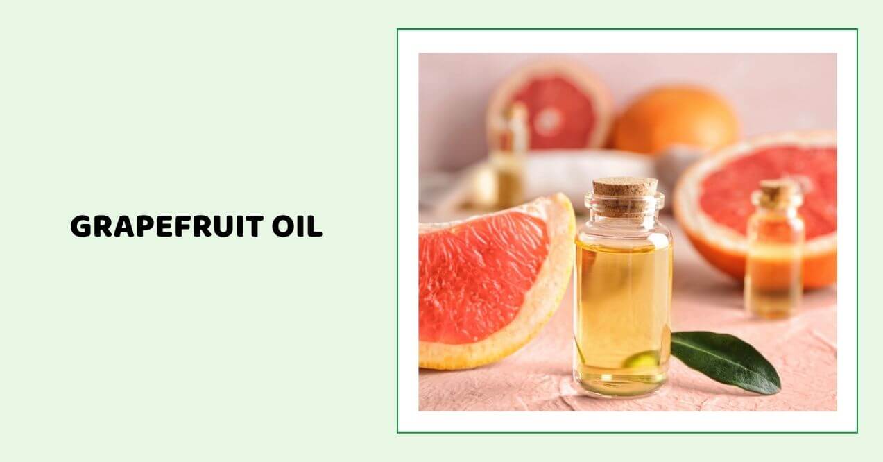 Grapefruit essential oil bottle with fresh grapefruit slices