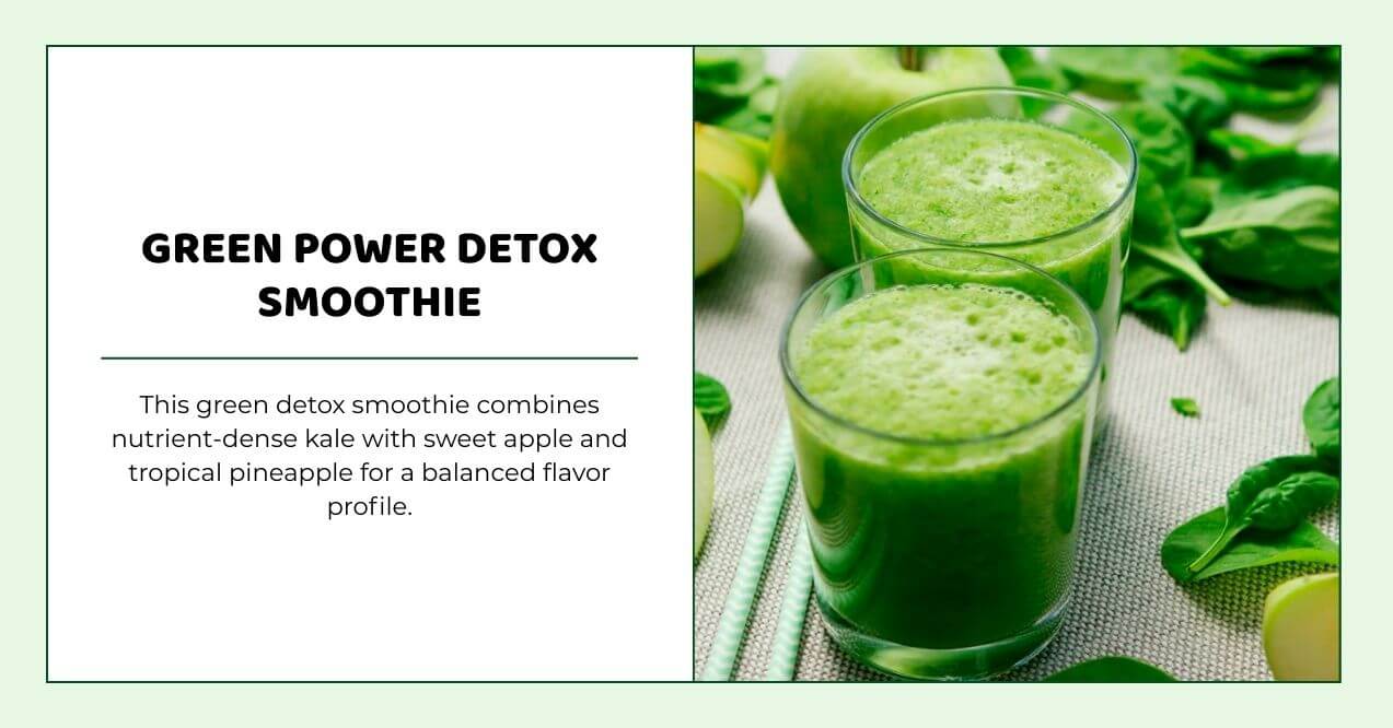 Green power detox smoothie with kale, apples, and pineapple