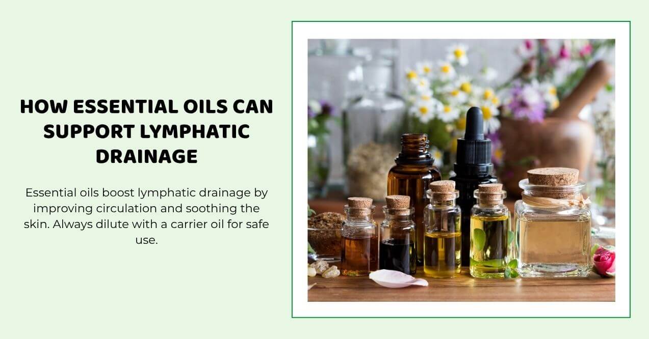 Various essential oils in glass bottles with flowers in the background