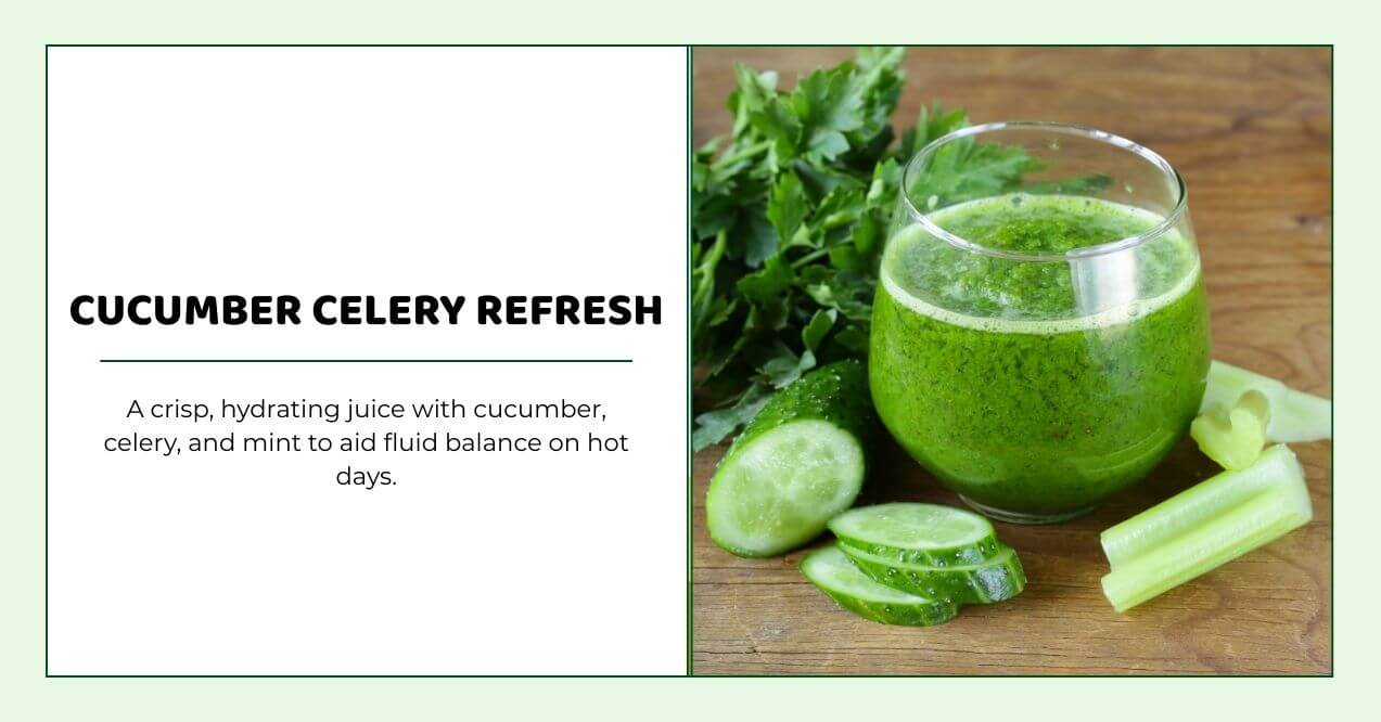 Refreshing cucumber celery mint juice in a glass with fresh veggies