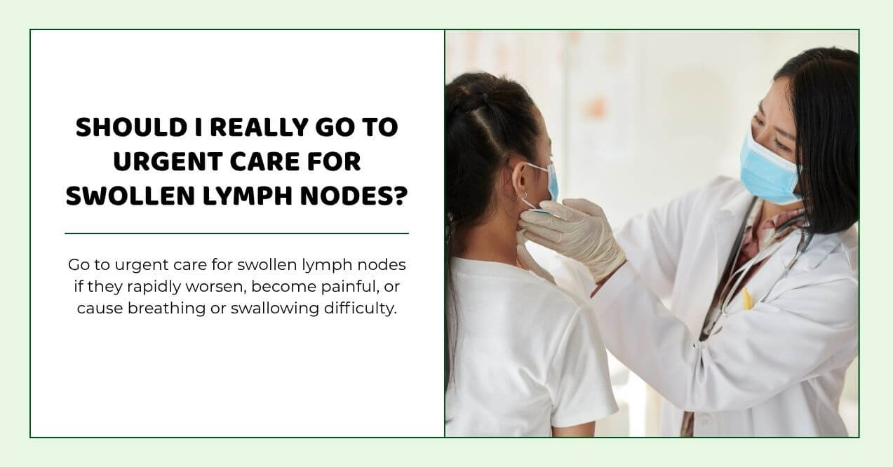 Healthcare provider checking patient’s neck for lymph node swelling.