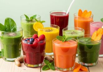 Colorful smoothies on the table resembling recipes for detox smoothies detox smoothies
